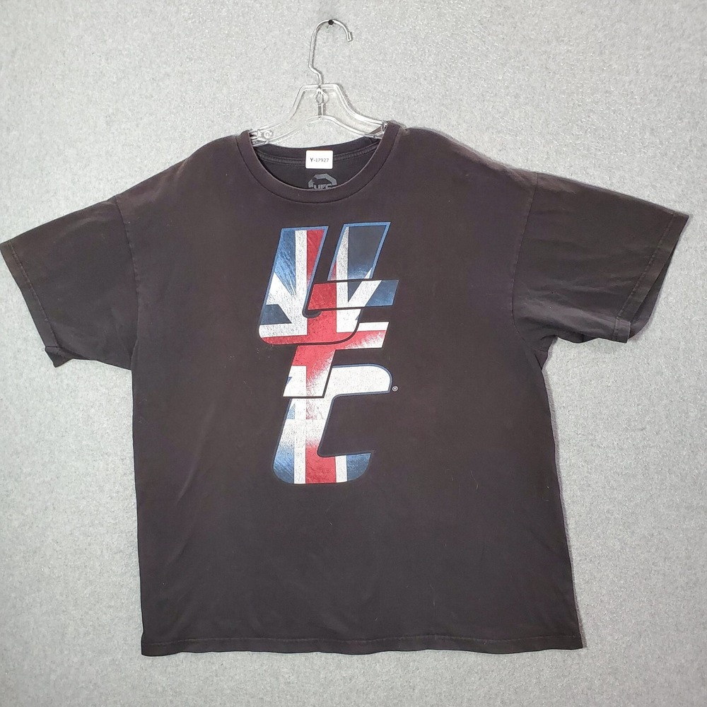 UFC Men Shirt XL Black United Kingdom British Flag Logo Ultimate Fighting READ